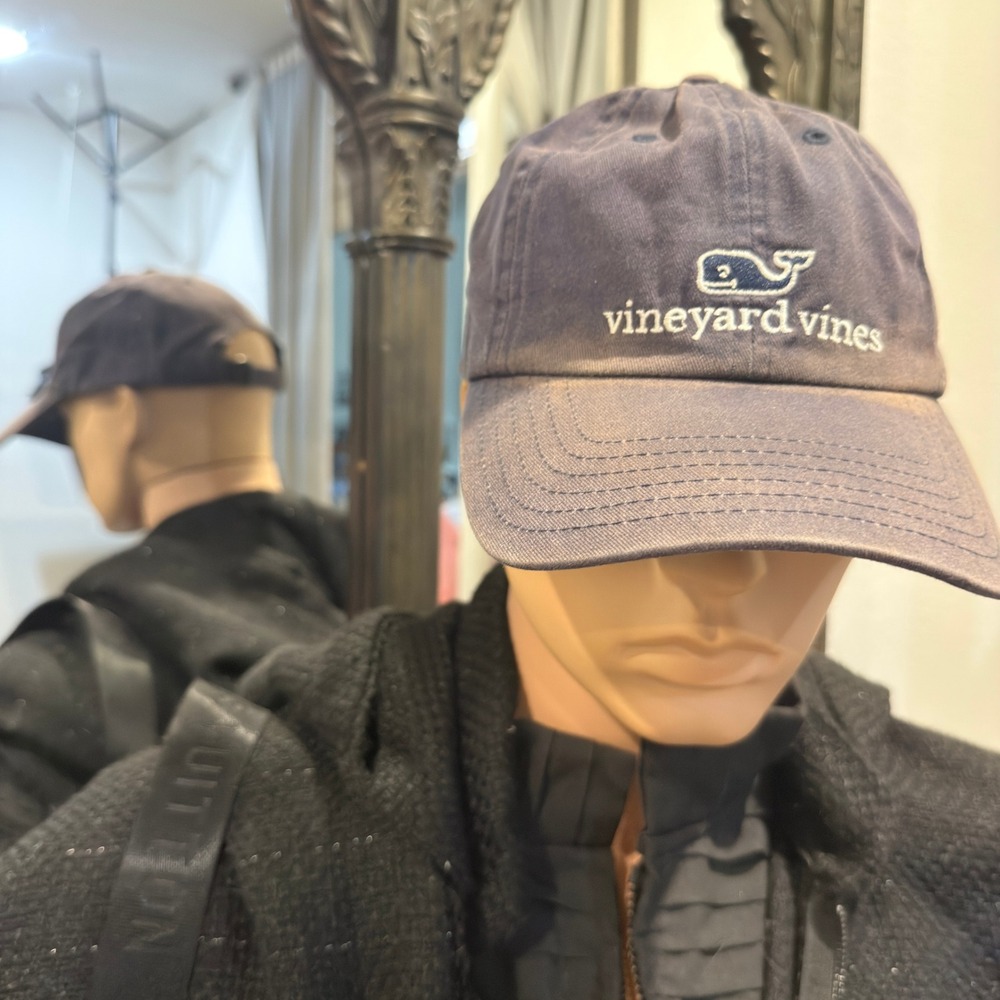 Vineyard Vines Baseball Cap Mens OSFM Whale Logo Navy Blue Solid Adjustable Hat